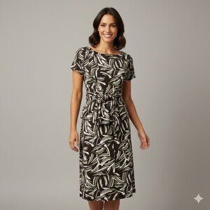 Black and Ivory Patterned Top and Skirt Set